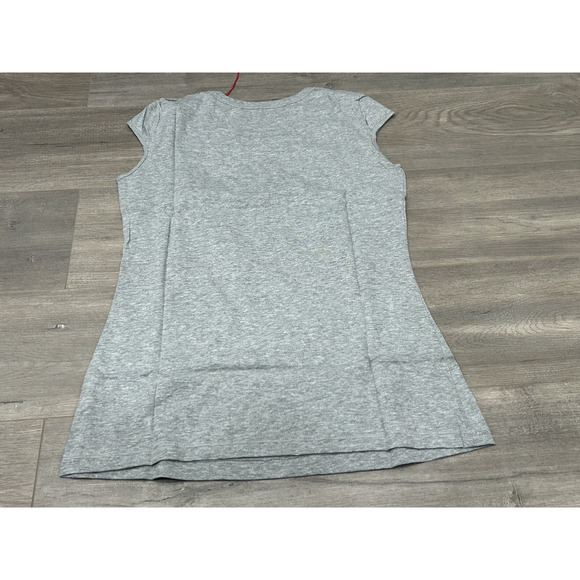NWT FIORUCCI Gray Naomi Campbell Printed Graphic T-Shirt Cap Sleeve Size Large - Picture 4 of 9